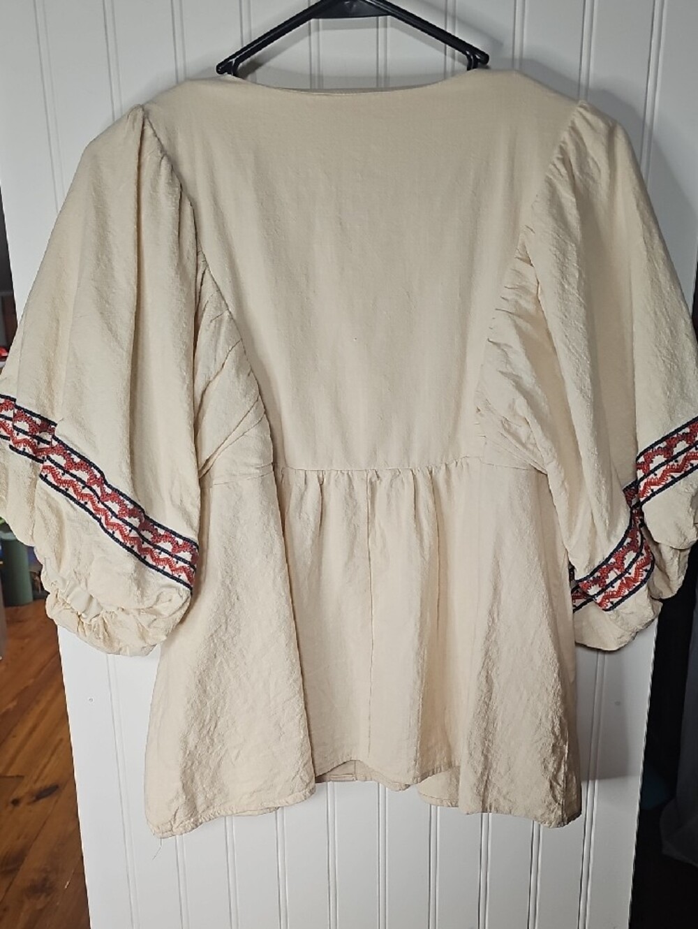Haptics Cream Embroidered V-Neck Peasant Blouse - Picture 4 of 4
